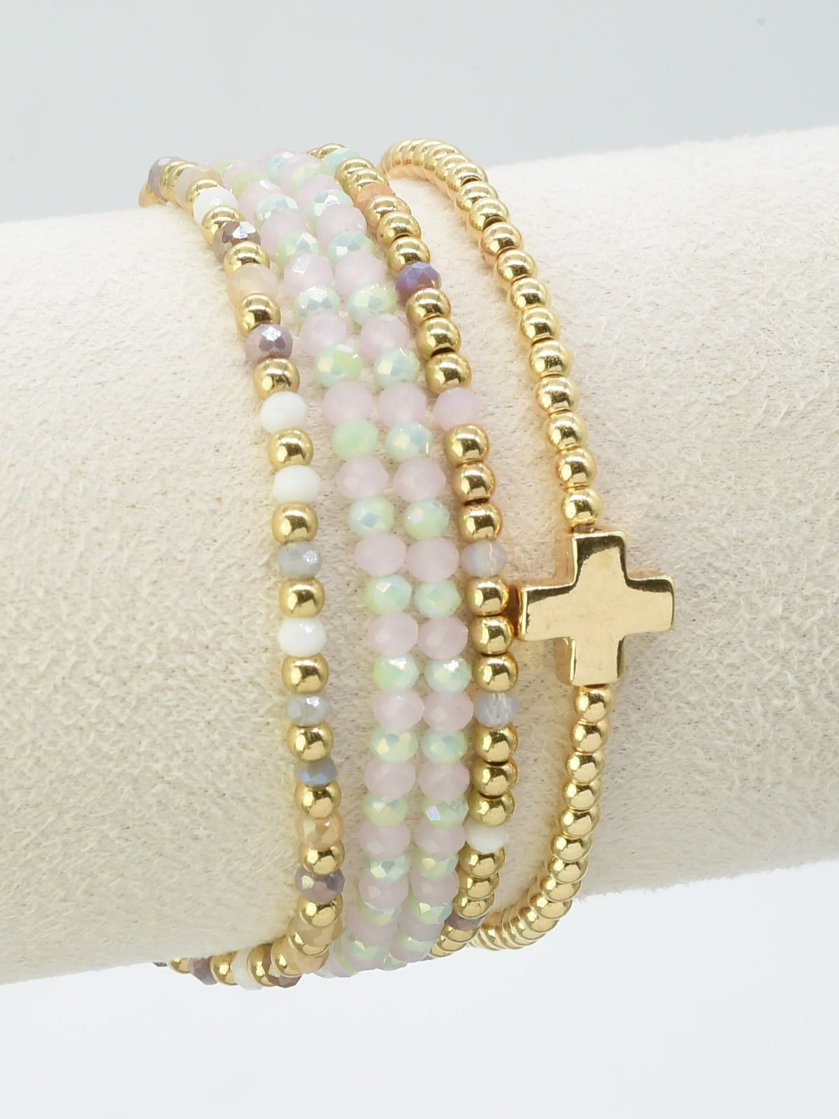 CB2266 5 Piece Glass CCB Stretch Bracelet Set - MiMi Wholesale