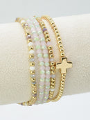 CB2266 5 Piece Glass CCB Stretch Bracelet Set - MiMi Wholesale