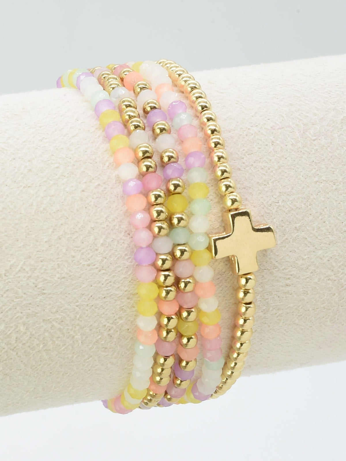 CB2266 5 Piece Glass CCB Stretch Bracelet Set - MiMi Wholesale