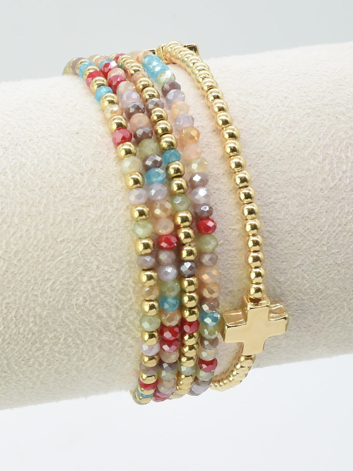CB2266 5 Piece Glass CCB Stretch Bracelet Set - MiMi Wholesale