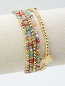 CB2266 5 Piece Glass CCB Stretch Bracelet Set - MiMi Wholesale