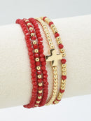 CB2266 5 Piece Glass CCB Stretch Bracelet Set - MiMi Wholesale
