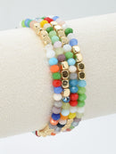 CB2267 4 Piece Glass Metal Beaded Bracelet Set - MiMi Wholesale