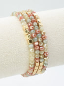 CB2267 4 Piece Glass Metal Beaded Bracelet Set - MiMi Wholesale