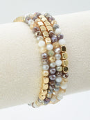 CB2267 4 Piece Glass Metal Beaded Bracelet Set - MiMi Wholesale