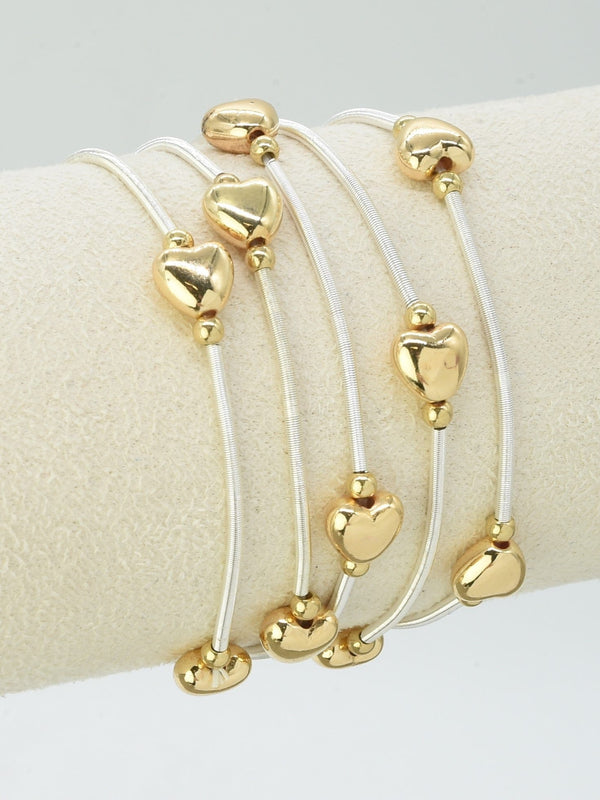 CB2268 5 Piece Heart Stretch Bracelet Set - MiMi Wholesale