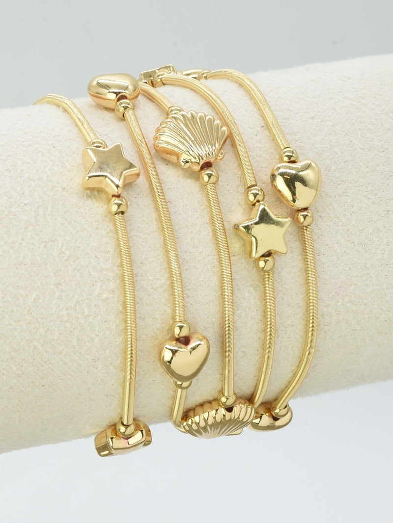 CB2271 5 Piece Mixed Charm Stretch Bracelet Set - MiMi Wholesale