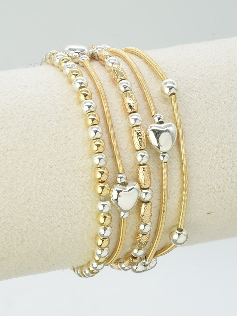 CB2272 5 Piece Heart Mixed Stretch Bracelet Set - MiMi Wholesale