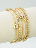 CB2272 5 Piece Heart Mixed Stretch Bracelet Set - MiMi Wholesale