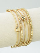 CB2272 5 Piece Heart Mixed Stretch Bracelet Set - MiMi Wholesale