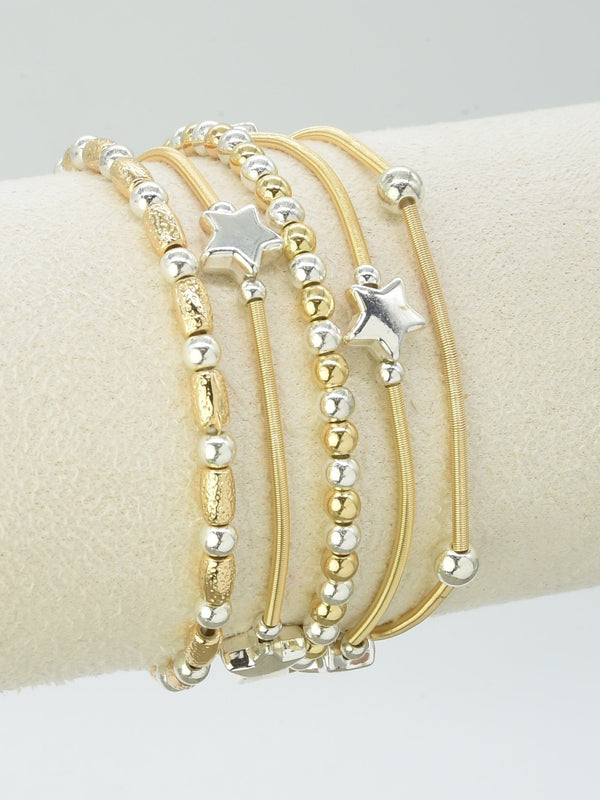 CB2273 5 Piece Star Mixed Stretch Bracelet Set - MiMi Wholesale