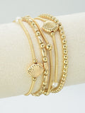 CB2274 5 Piece Shell Mixed Stretch Bracelet Set - MiMi Wholesale