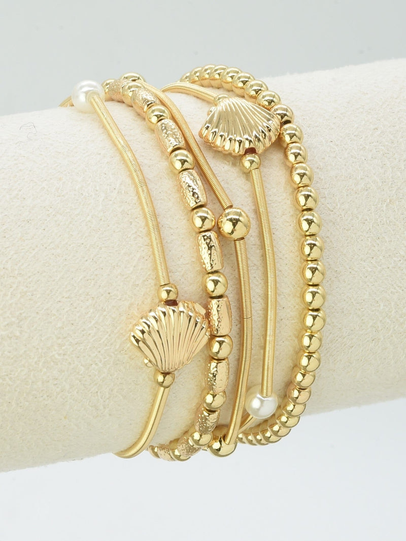 CB2274 5 Piece Shell Mixed Stretch Bracelet Set - MiMi Wholesale