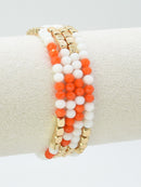 CB2287 4 Piece Glass Metal Bead Stretch Bracelet Set - MiMi Wholesale