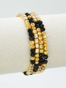 CB2287 4 Piece Glass Metal Bead Stretch Bracelet Set - MiMi Wholesale