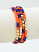 CB2287 4 Piece Glass Metal Bead Stretch Bracelet Set - MiMi Wholesale