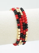 CB2287 4 Piece Glass Metal Bead Stretch Bracelet Set - MiMi Wholesale