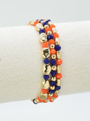 CB2296 3 Piece CCB Metal Glass Bead Stretch Bracelet Set - MiMi Wholesale