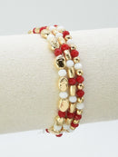 CB2296 3 Piece CCB Metal Glass Bead Stretch Bracelet Set - MiMi Wholesale