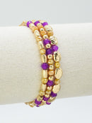 CB2296 3 Piece CCB Metal Glass Bead Stretch Bracelet Set - MiMi Wholesale
