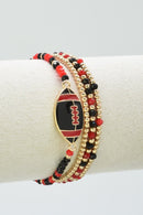 CB2299 Gameday Beaded Football Charm Bracelet Set - MiMi Wholesale