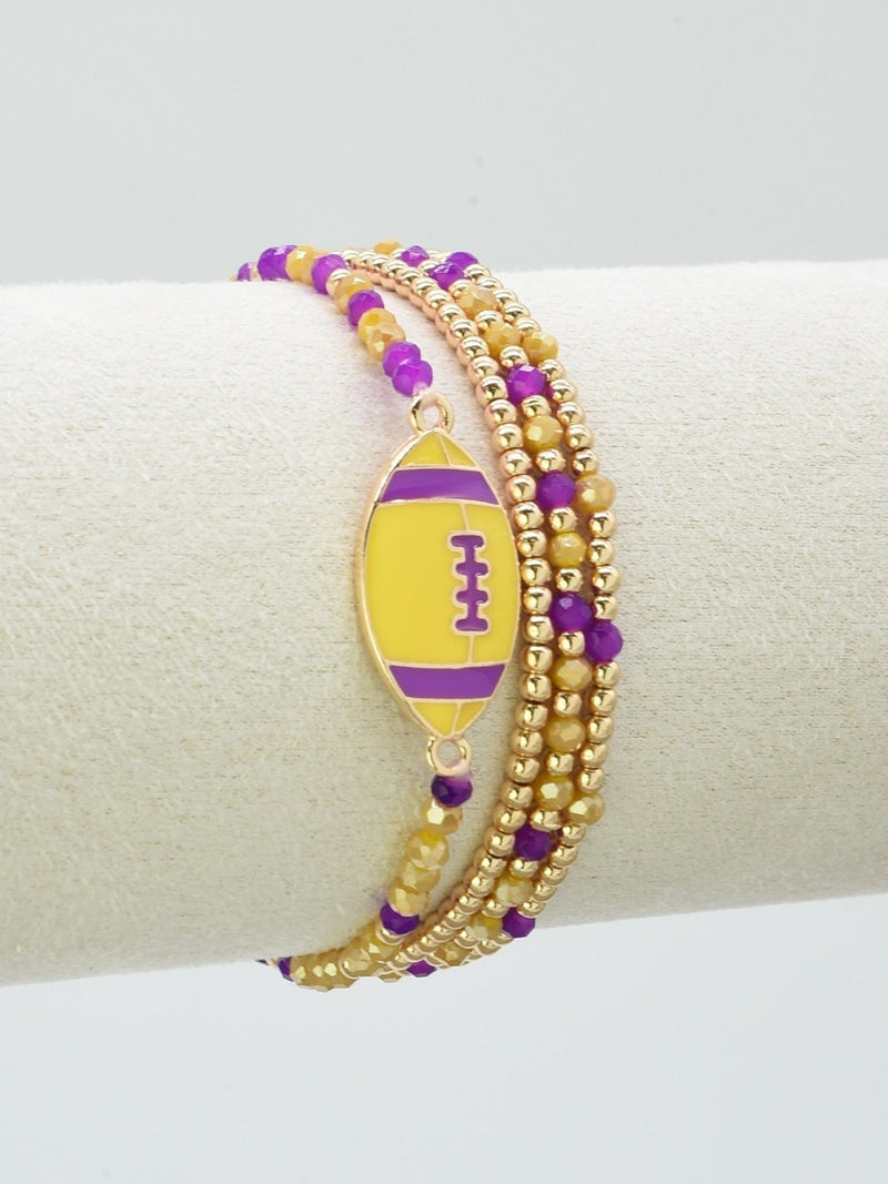 CB2299 Gameday Beaded Football Charm Bracelet Set - MiMi Wholesale