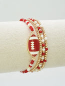 CB2299 Gameday Beaded Football Charm Bracelet Set - MiMi Wholesale
