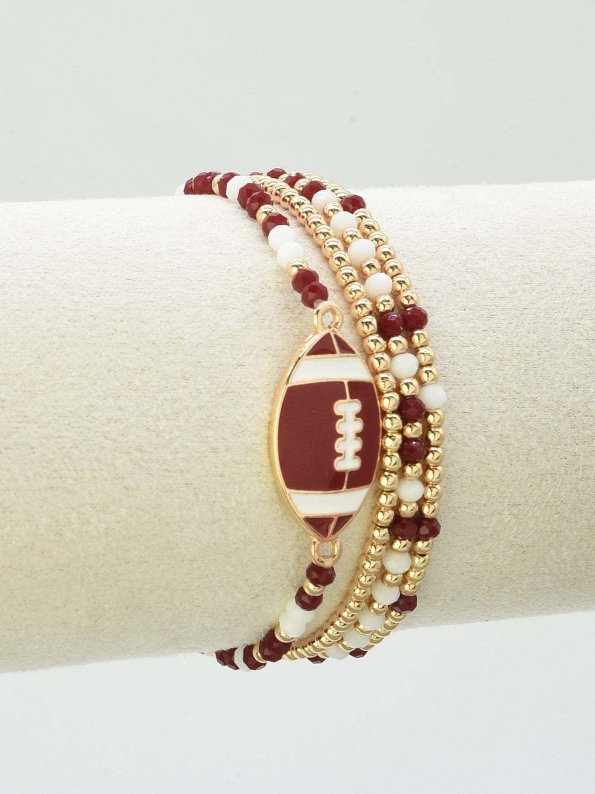 CB2299 Gameday Beaded Football Charm Bracelet Set - MiMi Wholesale