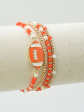 CB2299 Gameday Beaded Football Charm Bracelet Set - MiMi Wholesale