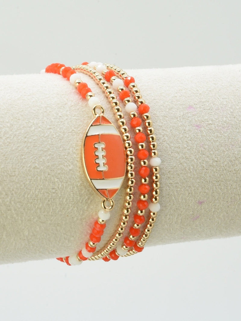 CB2299 Gameday Beaded Football Charm Bracelet Set - MiMi Wholesale