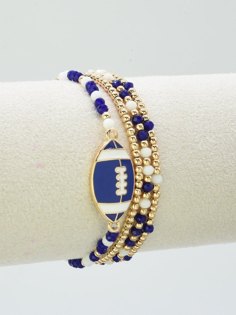 CB2299 Gameday Beaded Football Charm Bracelet Set - MiMi Wholesale