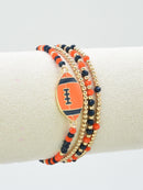 CB2299 Gameday Beaded Football Charm Bracelet Set - MiMi Wholesale