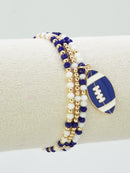 CB2300 3 Piece Multi Strand Football Charm Bracelet Set - MiMi Wholesale