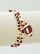 CB2300 3 Piece Multi Strand Football Charm Bracelet Set - MiMi Wholesale
