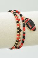 CB2300 3 Piece Multi Strand Football Charm Bracelet Set - MiMi Wholesale