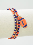 CB2300 3 Piece Multi Strand Football Charm Bracelet Set - MiMi Wholesale