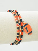 CB2300 3 Piece Multi Strand Football Charm Bracelet Set - MiMi Wholesale