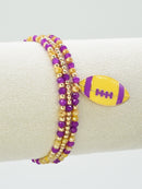CB2300 3 Piece Multi Strand Football Charm Bracelet Set - MiMi Wholesale