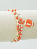 CB2300 3 Piece Multi Strand Football Charm Bracelet Set - MiMi Wholesale