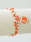 CB2300 3 Piece Multi Strand Football Charm Bracelet Set - MiMi Wholesale