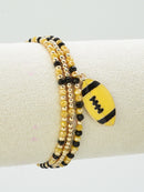 CB2300 3 Piece Multi Strand Football Charm Bracelet Set - MiMi Wholesale