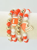 CB2301 Game Day Football Helmet Charm Bracelet - MiMi Wholesale