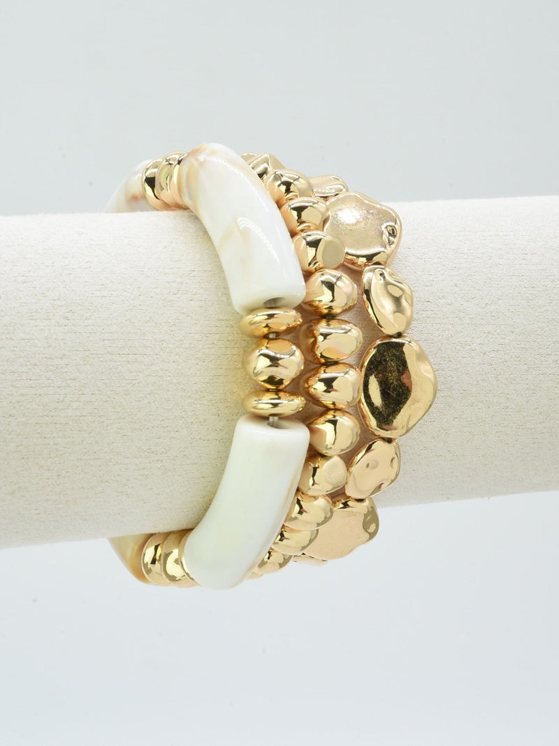 CB2303 3 Piece Round Acrylic CCB Bracelets - MiMi Wholesale