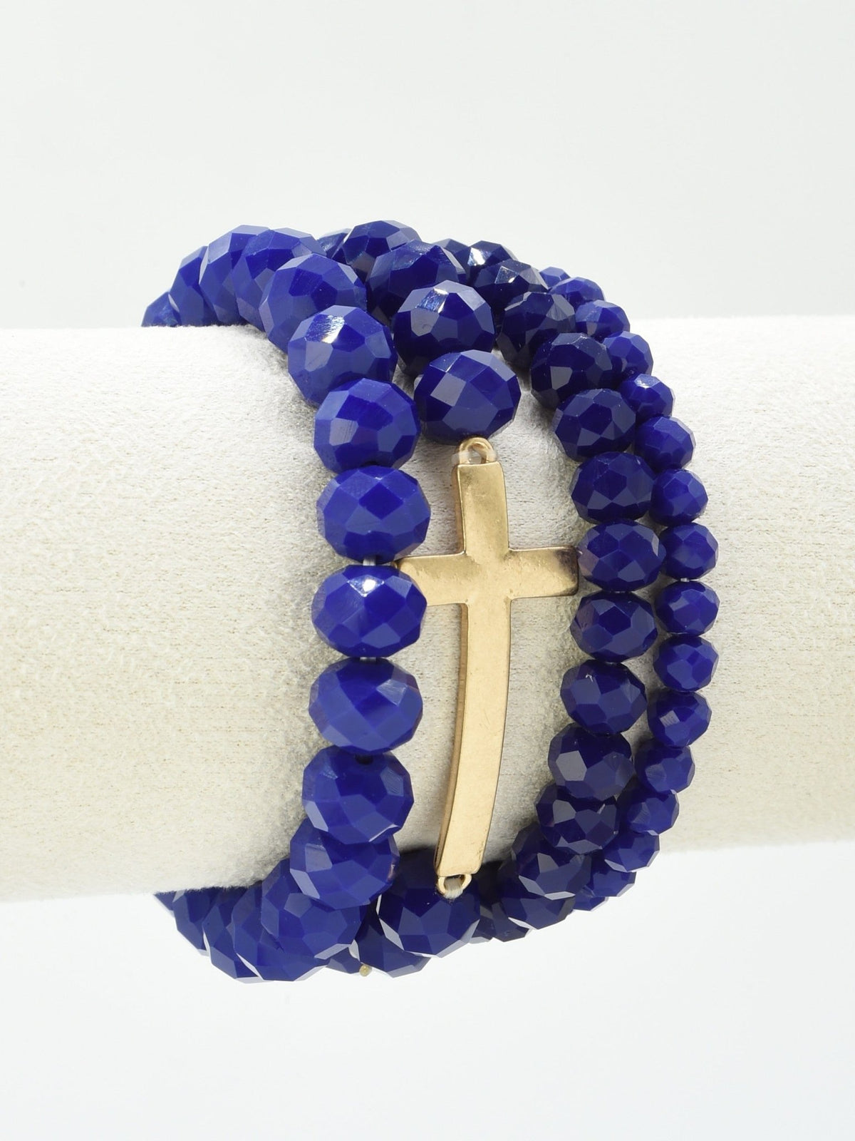 CB2314 4 Piece Glass Bead Cross Charm Bracelet Set - MiMi Wholesale