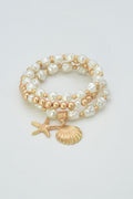 CB2317 3 Piece Shell Starfish Sealife Charm Bracelet Set - MiMi Wholesale