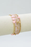 CB2320 5 Piece Heart Charm Beaded Bracelet Set - MiMi Wholesale