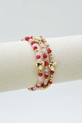 CB2323 3 Piece Heart Charm Beaded Bracelet Set - MiMi Wholesale