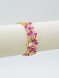 CB2323 3 Piece Heart Charm Beaded Bracelet Set - MiMi Wholesale