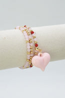 CB2325 Toria 3 Piece Heart Charm Bracelet - MiMi Wholesale