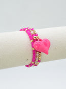 CB2325 Toria 3 Piece Heart Charm Bracelet - MiMi Wholesale